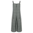 thumbnail image 5 of Breezora Women's Boho Floral Wide Leg Jumpsuit Casual Pleated Overalls with Pockets Summer Comfort Romper XL Size Grey, 5 of 9