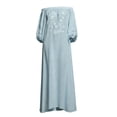 thumbnail image 6 of TaTaai Women's Off-Shoulder Embroidered Maxi Dress with Puff Sleeves, Loose Flowy Fit, and Boho Summer Style Gift, 6 of 6
