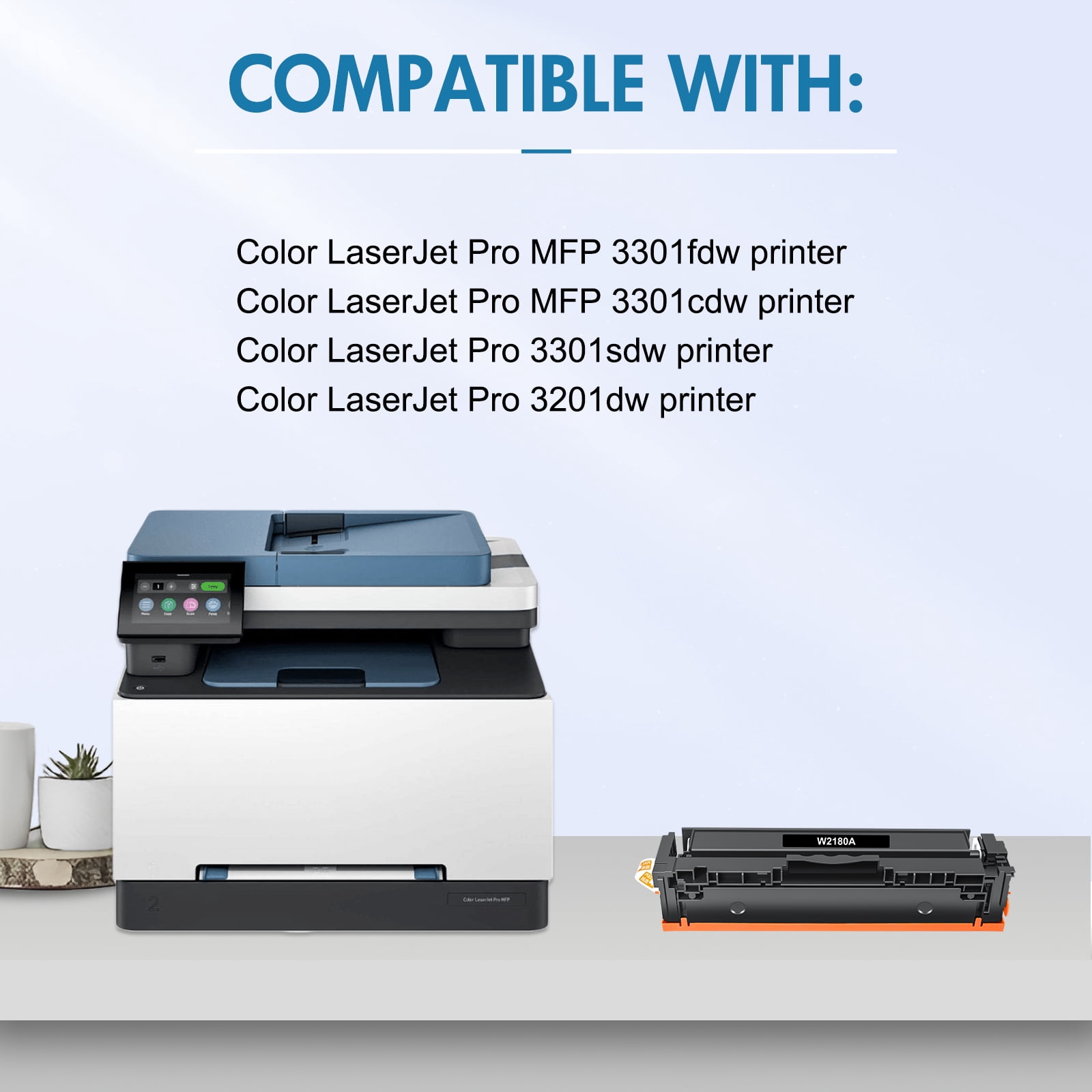 218X Black Toner Cartridge 1 Pack With Chip Compatible for 218X W2180X 218A W2180A 218 3301fdw Color Laserjet Pro MFP 3301fdw 3301cdw 3201dw 3301sdw 3301 3201 Series Printer High Yield Ink