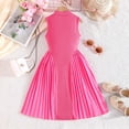 thumbnail image 4 of mgoYE Girl Dresses size 7-8 Toddler Girls Stand Collar Sleeveless Dress Solid Patchwork Dresses Summer Casual Flowy Dress 2-7(Hot Pink,2-3 Years), 4 of 9