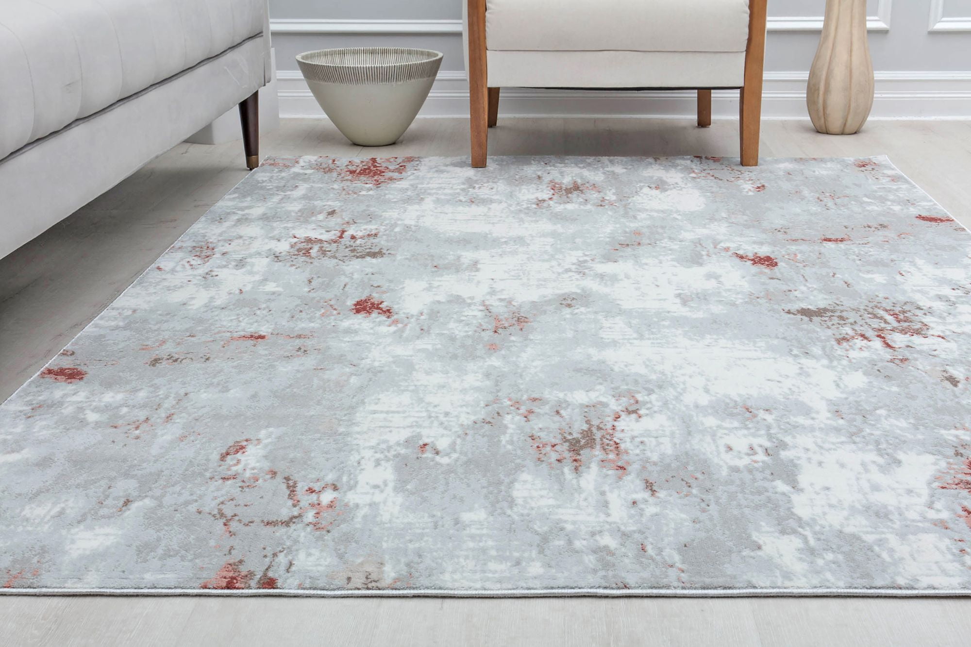 Rugs America Silas SM40D Silent Night Abstract Vintage White Area Rug, 2'6" x 4'