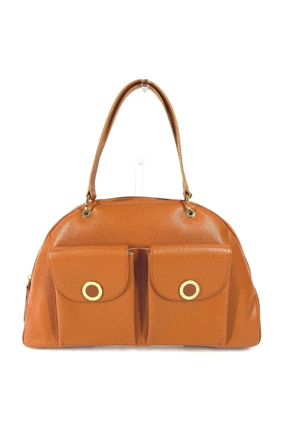 Pre-Owned BVLGARI Bulgari Logo Mini Boston Bag Shoulder Leather Men's Women's Brown