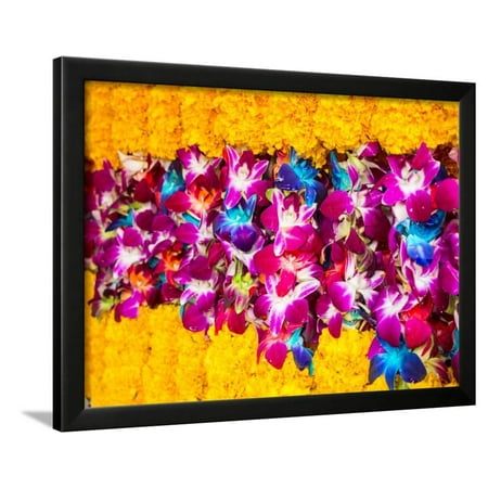 Bangkok Street Flower Market. Flowers Ready for Display at Many Places including Temples Framed Print Wall Art By Terry