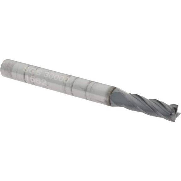 SGS 30000 Square End Mill: 5/32" Dia, 1/2" LOC, 3/16" Shank, 2" OAL, 4 Flutes