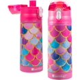 thumbnail image 1 of Stainless Steel 13 oz Reusable Water Bottle for Kids, Mermaid -Double Wall Insulated, Spill Proof Lid w/Built-in Straw- Keep Liquids Hot or Cold For Hours- Fits in Lunch Boxes & Bags, 1 of 6