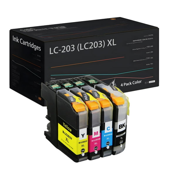 LC-203 (LC203) XL High Yield 600 Pages Ink Cartridges, Compatible for Brother MFC-J4320DW J4420DW J460DW J4620DW J480DW J485DW J5520DW J5620DW J5720DW J680DW J880DW J885DW Printers (4 Pack Color)