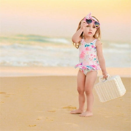 

Gubotare Cute Fashion Girls Skirt Sleeveless Swimsuit Pink Print Lace Swimsuit Swimsuits Girls 10 Bikini Pink Large