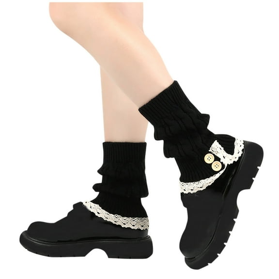 AINIYS Boot Cuffs Crochet Lace Leg Warmer Knited Boot Cuffs Topper Socks Cuffs for Women Girls Winter Warm Black Free Size