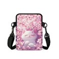 thumbnail image 2 of POLERO Cherry Blossom Cat Decoration 2 Layer Cell Phone Messenger Bag, Stretch Polyester Crossbody Bags with Zipper Pockets Crossbody Purse for Travel Outdoor, 2 of 7