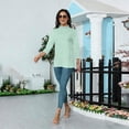 thumbnail image 7 of Delconic Women’s Mock Neck Half Sleeve Casual Pullover Top Soft Stretchy Knit Lightweight Solid Basic Shirt for Daily Wear Sky Blue M, 7 of 7