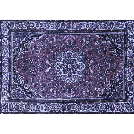 Ahgly Company Machine Washable Indoor Rectangle Persian Blue Traditional Area Rugs, 5' x 7'