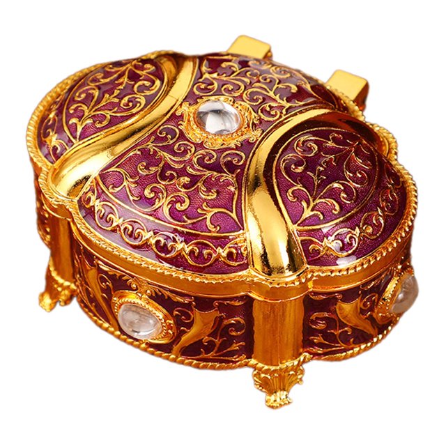 Caja de joyería, caja de almacenamiento de baratijas, mini organizador de joyería versátil europeo para mujer, contenedor de caja de joyería para Oro Púrpura