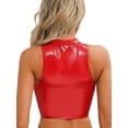 thumbnail image 2 of Sxiwei Women's Shiny Leather Front Lace Up Crop Top Gothic Music Festival Vest Top Red 4XL, 2 of 6