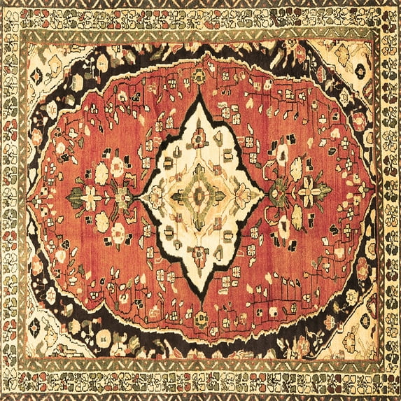 Ahgly Company Indoor Square Medallion Brown Traditional Area Rugs, 7' Square