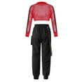 thumbnail image 2 of Alvivi Kids Girls 2 Piece Hip Hop Dance Costume Shirt Cargo Pants Jazz Street Dance Outfits Red 12, 2 of 5