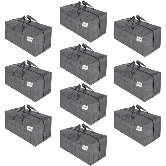 ORUYROP 10 Pack Moving Bags w/Backpack Straps, Moving Supplies, Moving Boxes, College Packing Storage Boxes with Lids Alternative, Heavy Duty, Extra Large, Sturdy Handles, Zippers (Windowpane,