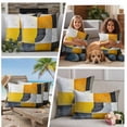 thumbnail image 5 of Yellow Grey Geometric Outdoor Waterproof Pillow Covers, Contemporary Abstract Oil Painted Decorative Square Throw Pillowcase Sofa Cushion Sham for Patio/Couch/Chair, 20"x20" 2 Pack, 5 of 8
