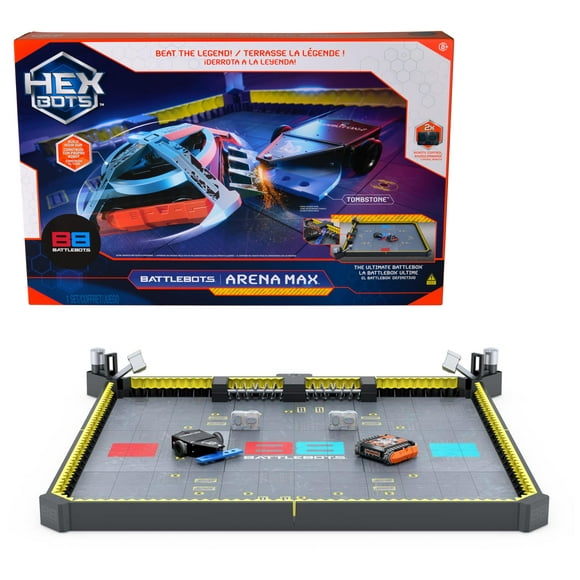 HEX BOTS BattleBots Arène MAX, Jouets Robot Télécommandé pour Enfants de Plus de 30 Pcs, Jouets pour Garçons et Filles de 8 Ans et Plus, Batteries Incluses