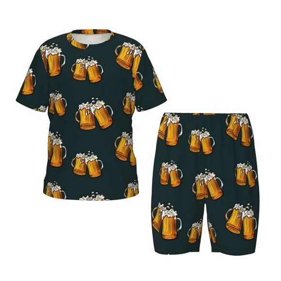 Balery Beer Conjunto de Pijama Infantil de Manga Corta con Estampado – Ropa de Dormir de Algodón Suave-3X-Large