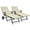 Beige/Black, variant on Costway 2 PCS Folding Patio Rattan Lounge Chair Chaise Cushioned Aluminum Adjust Wheel