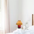 thumbnail image 5 of FSLiving Small Cute Ceramic Pot Brown Pleated Shade Table Lamp Rechargeable Battery Operated by Remote Control Dimmable, Wireless Warm Light, Crimson Mushroom for Living Room, Console, End Table, 5 of 8