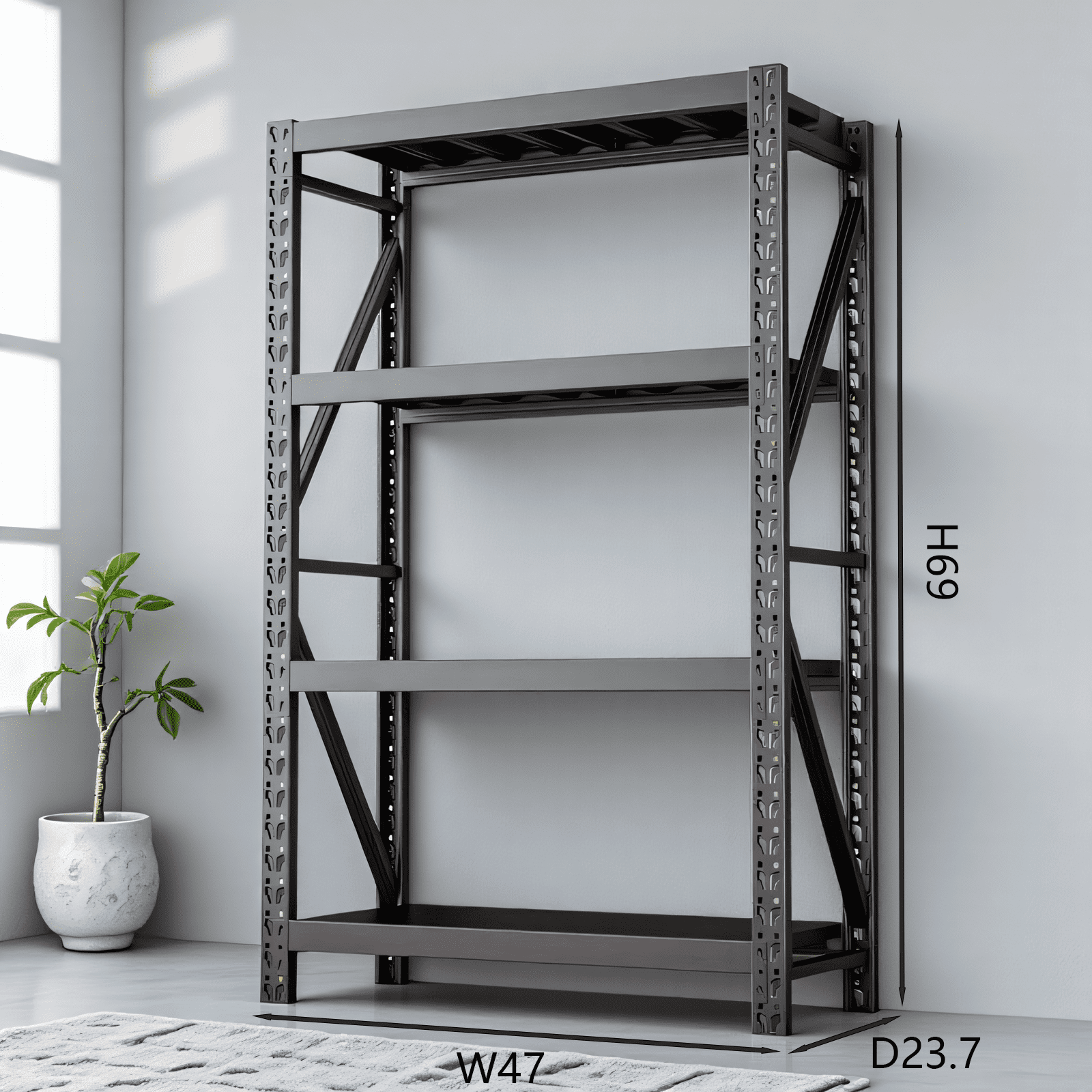 DMZVHBOL 4-Tier Metal Adult Storage Shelves - 78.74"W x 23.5"D x 78.74"H, Holds up to 3000 lb, 660 lb Per Shelf, Blue