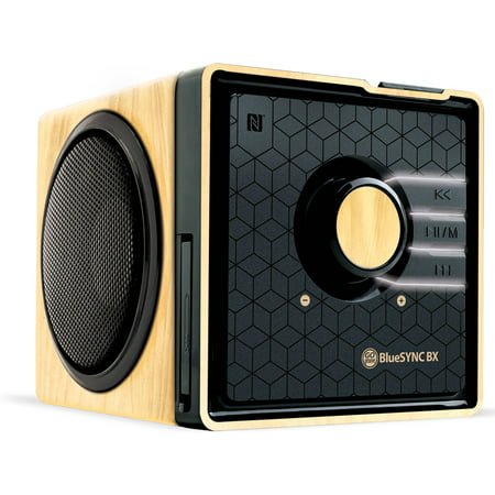 GOgroove Bluetooth Speakers With Retro Wood Frame Design , NFC Technology and Back-Lit LED