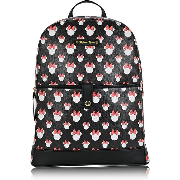 Disney Women’s Minnie Mouse Pattern Mini Backpack, Black
