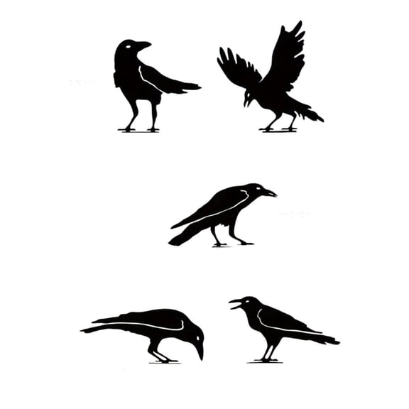 WSSZL Spooky Crow Silhouette Set, Halloween Yard Fence Decoration, Sturdy Metal Outdoor Garden Ornament, Easy Mounting Hardware Included, Perfect Halloween Party Prop,Black