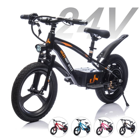 Dvsripa 24V Kids Electric Dirt Bike,300W Super Power Motor,Max 12.43MPH,16in Wheels,Power Display,Adjustable Seat Height,Hand-Operated Brakes Electric Balance Bike For Kids 5-12,Black