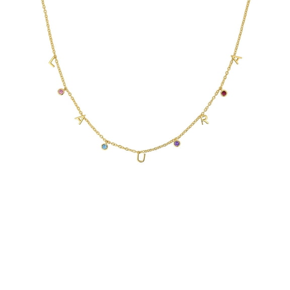 Personalized Planet Women's Dainty Name with Birthstones Choker Necklace