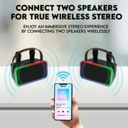 onn Karaoke Machine with 2 Wireless Microphones, LED Party Lights, 9 Hrs Playtime, Bluetooth, Voice Effects