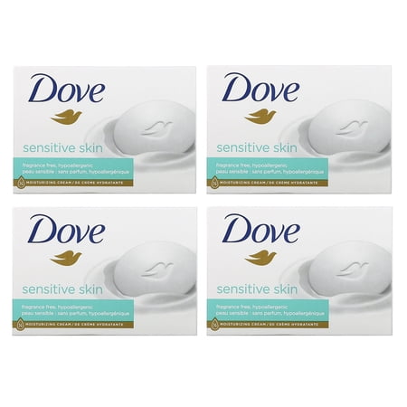 Dove, Beauty Bar Soap, Sensitive Skin, Fragrance Free, 4 Bars, 3.75 oz (106 g) Each