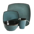 thumbnail image 5 of Gibson Home Soho Lounge Square Stoneware 16 Piece Dinnerware Set, Teal, 5 of 9