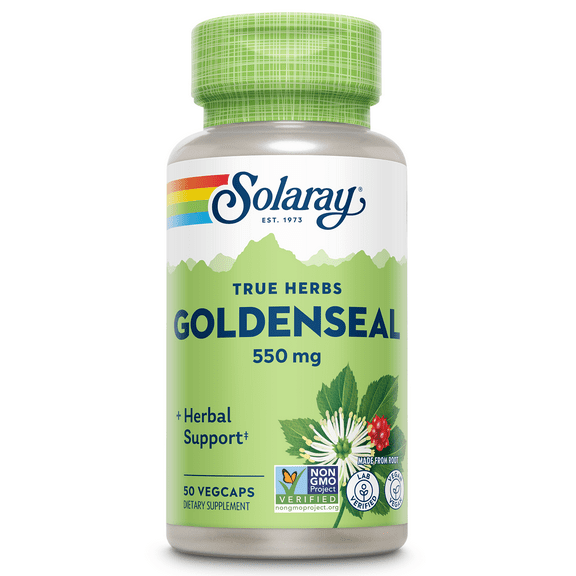 SOLARAY Goldenseal Root 550mg - Golden Seal Capsules - Herbal Supplements for Wellness Support - Non-GMO, Vegan, Gluten Free, Lab Verified, 60-Day Money Back Guarantee, 50 Servings, 50 VegCaps