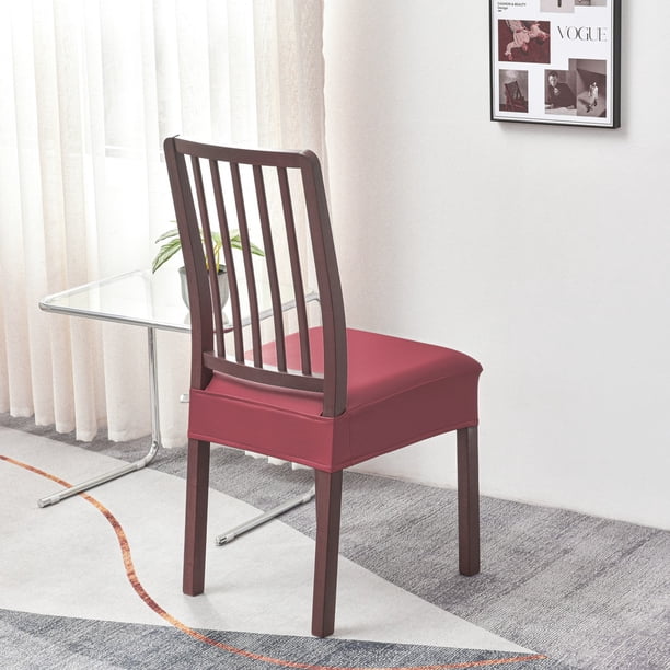 Nvzi 2 fundas de asiento impermeables para sillas de comedor, fundas de asiento de silla de cuero sintético, funda protectora de silla de comedor extraíble y lavable (rojo)