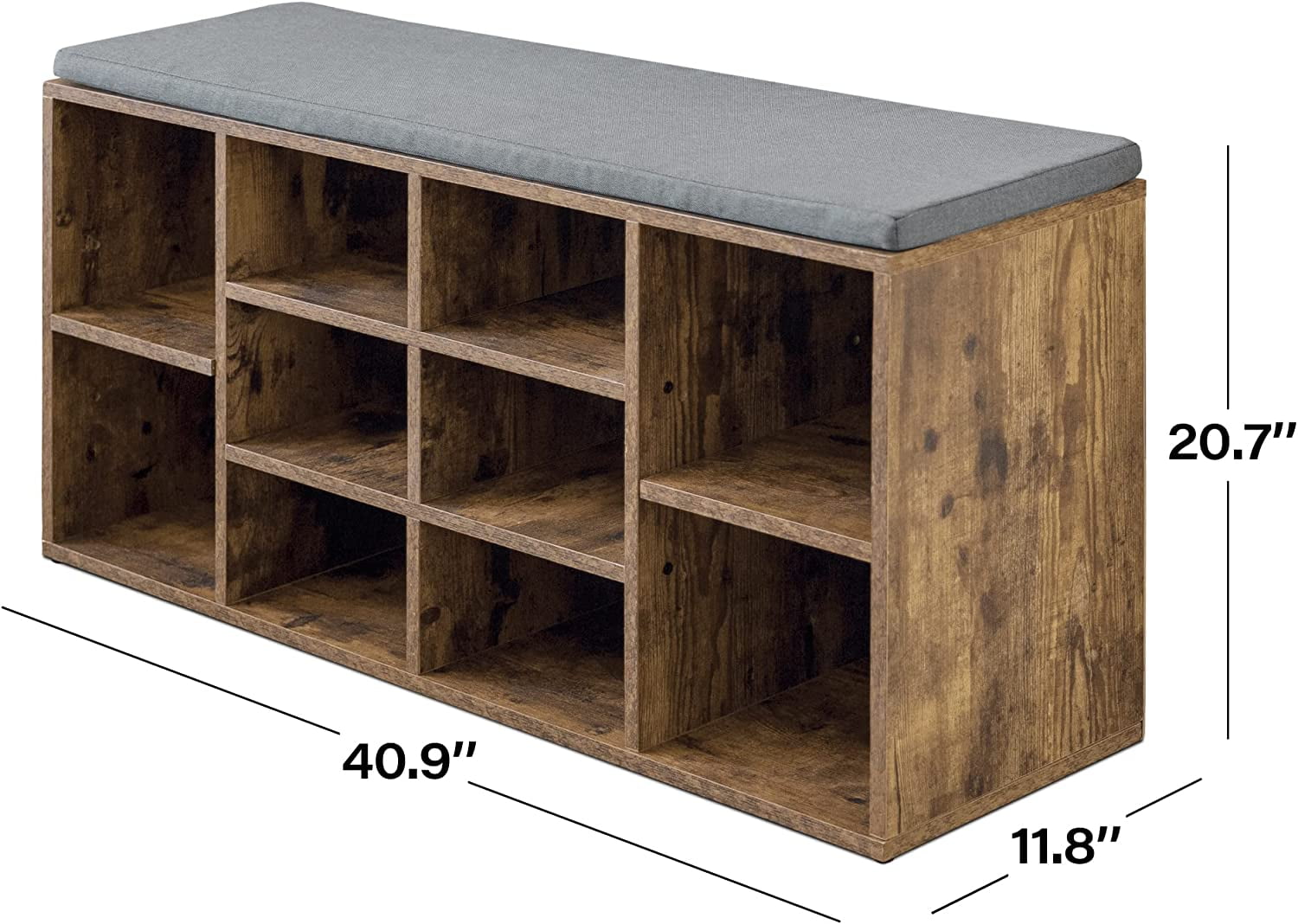 Shoe Benches for Entryway with Storage, 10 Compartments Shoe Rack Bench with Storage, Shoe Bench Storage with Cushion Seat for Living Room Entryway Hallway Adjustable Shelves Shoe Shelf