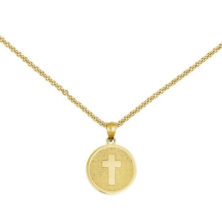 14kt Yellow Gold Reversible Cross and GOD BLESS Charm