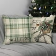thumbnail image 5 of Hello Winter Vibes Green Decorative Throw Pillow Covers 18x18 Set of 4, Get Cozy Bicycle Christmas Tree Snowflakes Outdoor Home Decor, Polka Dot Plaid Xmas Holiday Farmhouse Couch Cushion Case, 5 of 6