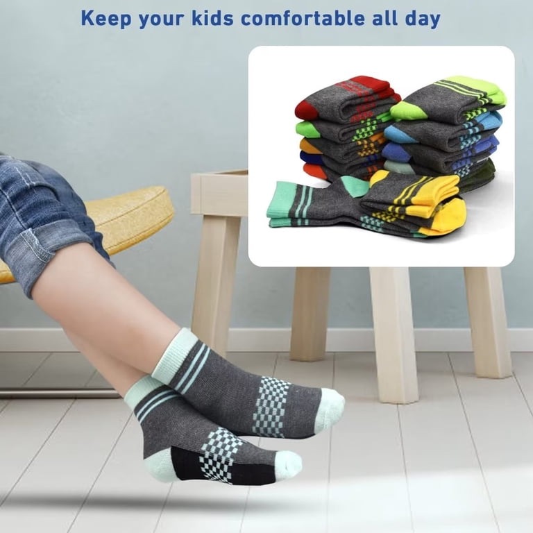 Tphon Boys Crew Socks 12-Pack Plaid Design photo 2