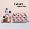 thumbnail image 4 of Bingfone French Bulldog Print Leather Makeup Bag, Portable Hand-held Zipper Female Cosmetic Bag Toiletry Bag, Suitable for Home and Travel, 4 of 6
