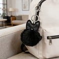 thumbnail image 4 of PU Cat Keychain with Fluffy Pom Pom - Adorable Cartoon Animal Keychain Pendant, Cute Lightweight Key Ring for Cat Lovers | Decorative Gift for Keys, Bags & Zippers(Black), 4 of 5