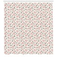 thumbnail image 3 of Floral Shower Curtain, Bloomed Rose and Peony Illustration with Interconnected Plant Twigs, Fabric Bathroom Set with Hooks, 69W X 75L Inches Long, Black Cream and Pale Pink, by Ambesonne, 3 of 3
