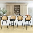 thumbnail image 3 of ANMINY Swivel Rattan Bar Stools, 29" Counter Height Set of 2, Upholstered Chairs Barstools with Full Back and Metal Legs Modern PU Fabric Seat for Kitchen Island, 3 of 11