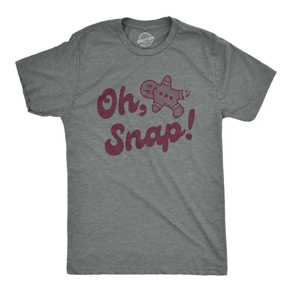Mens Oh Snap T Shirt Funny Xmas Gingerbread Cookie Broken Leg Tee for Guys Graphic Tees
