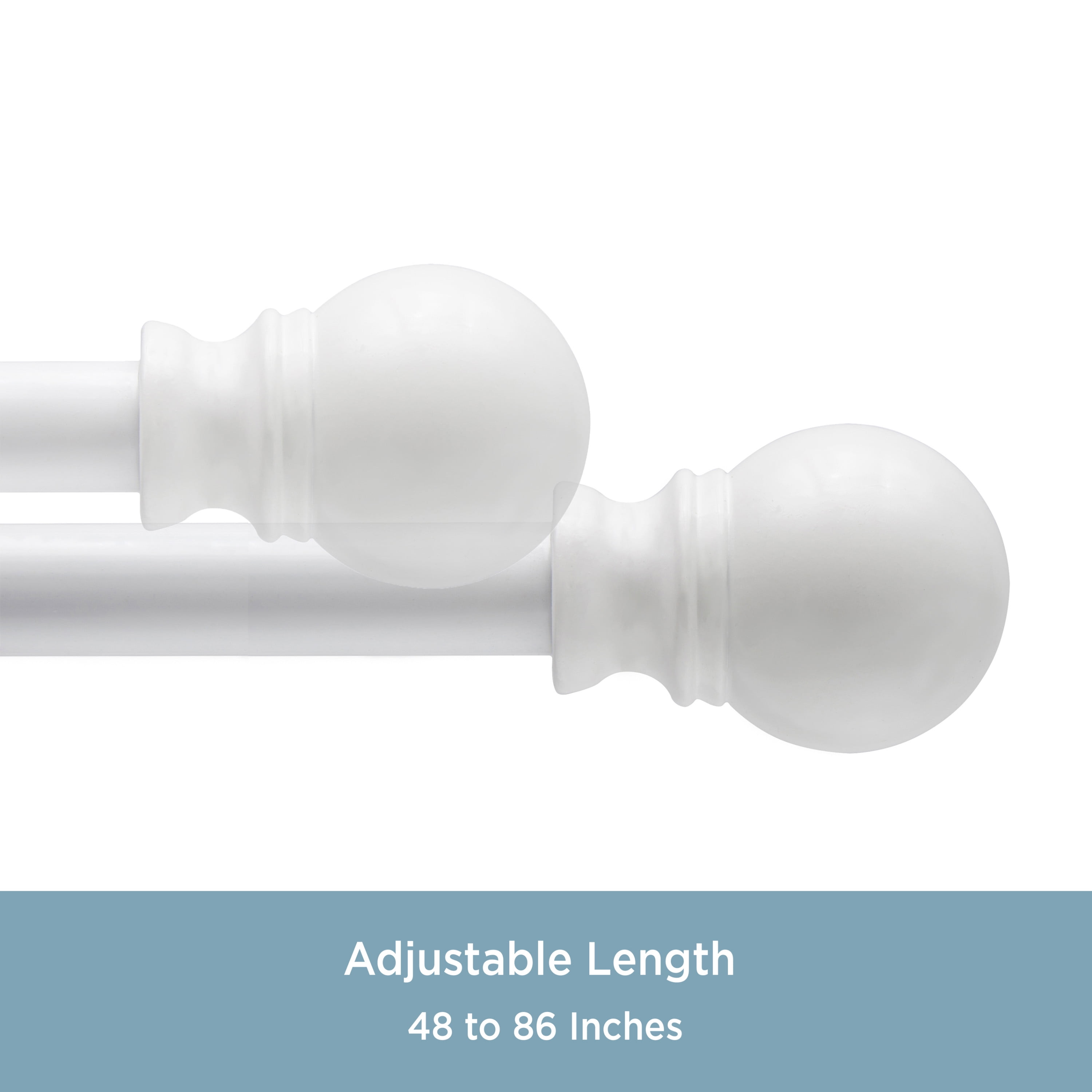 Kenney Davenport 48-86" Petite Café Adjustable Curtain Rod, 1/2" Dia., White