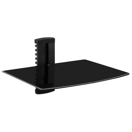 Mount-It! Floating Wall Mounted Shelf Bracket Stand for AV Receiver, Tinted Tempered Glass (MI-821)