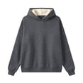 thumbnail image 4 of YUGYXL Oversized Fleece Hooded Sweatshirts for Women Long Sleeve Y2K Pullover Hoodies with Kangaroo Pocket Dark Gray Hoodie XXL, 4 of 7