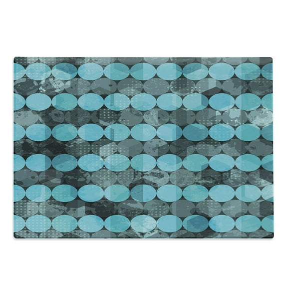 Grunge Cutting Board, Contemporary Art Inspiration with Dots in Cold Colors Freezing Cool Winter Ice, Decorative Tempered Glass Cutting and Serving Board, Large Size, Pale Blue Grey, by Ambesonne