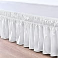 thumbnail image 3 of LINEN SHEETS- 100% Microfiber - Wrap Around Ruffled Bed Skirt with 22 Inch Tailored Drop - Adjustable Elastic Dust Ruffles Easy Fit- Luxurious & Wrinkle Free-Twin Size- White Solid, 3 of 5